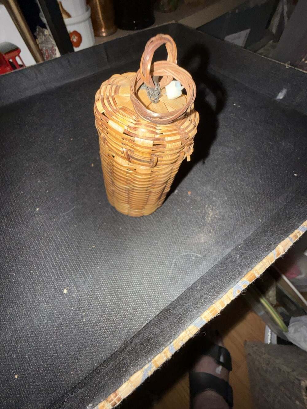 Vintage Hand Woven Miniature Wicker Fishing Creel Basket
